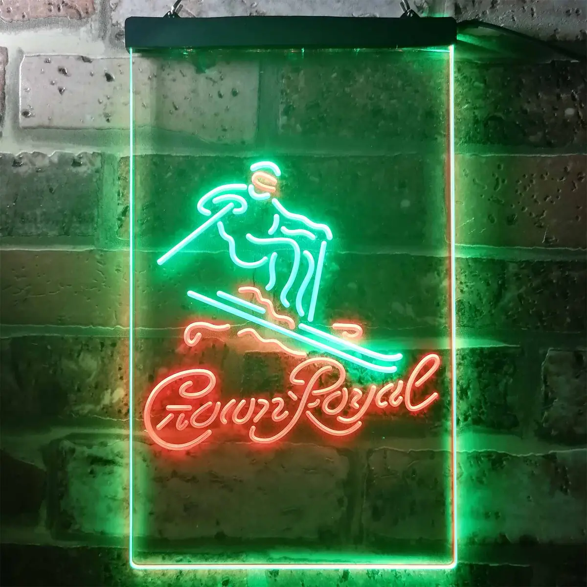 Crown Royal Ice Skiing Home Bar Neon Light Led Sign 9