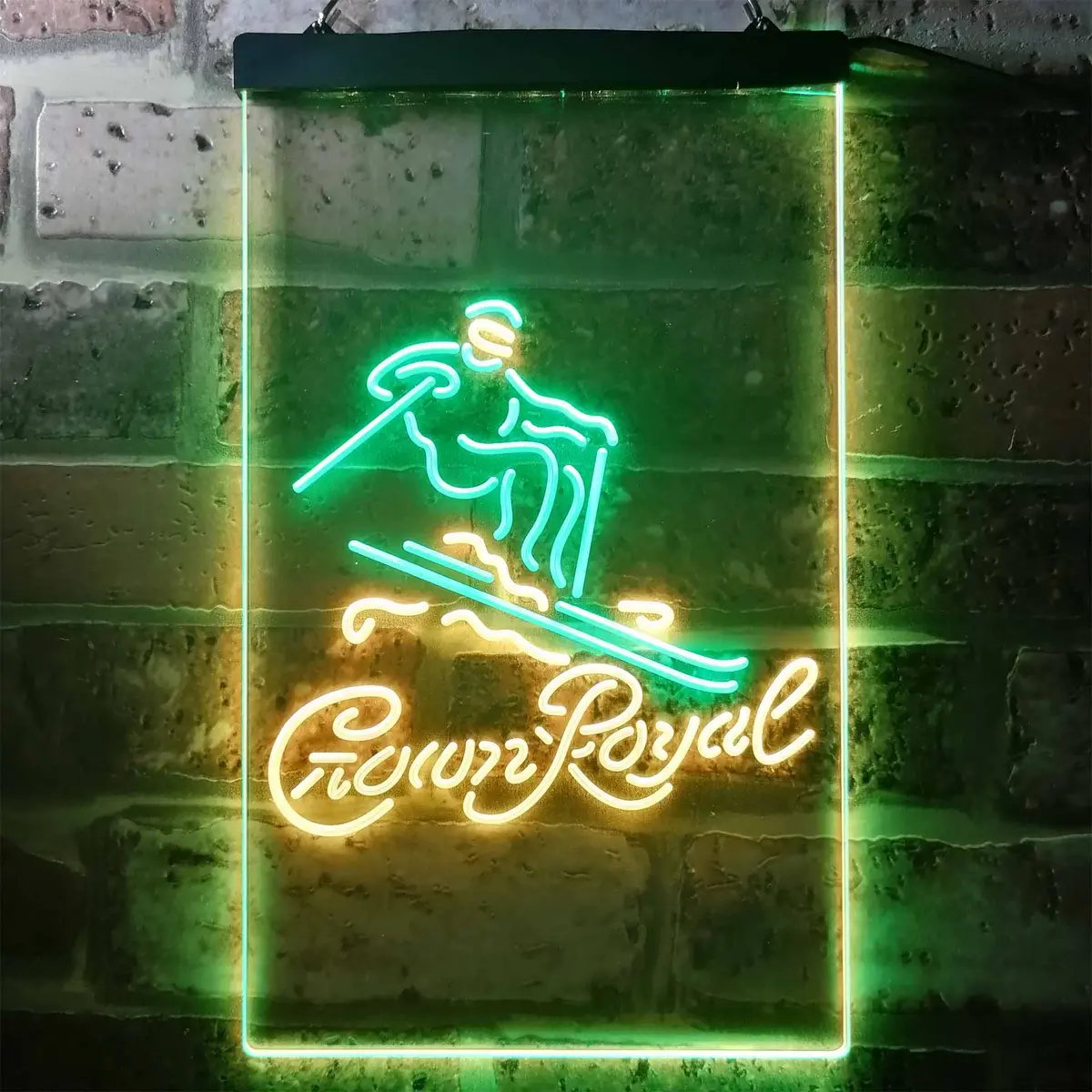 Crown Royal Ice Skiing Home Bar Neon Light Led Sign 12