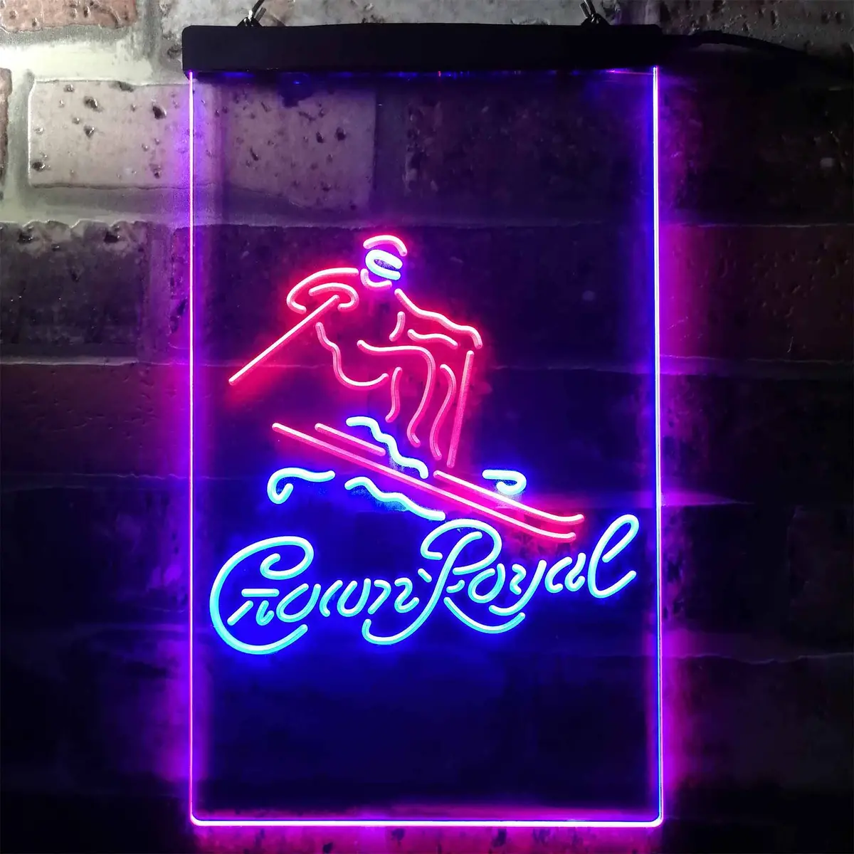 Crown Royal Ice Skiing Home Bar Neon Light Led Sign 5