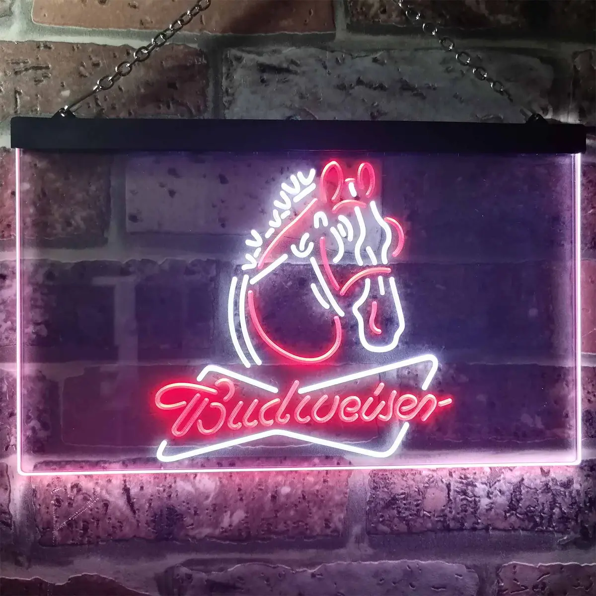 Budweiser Clydesdale Horse Head Home Bar Neon Light Led Sign 1