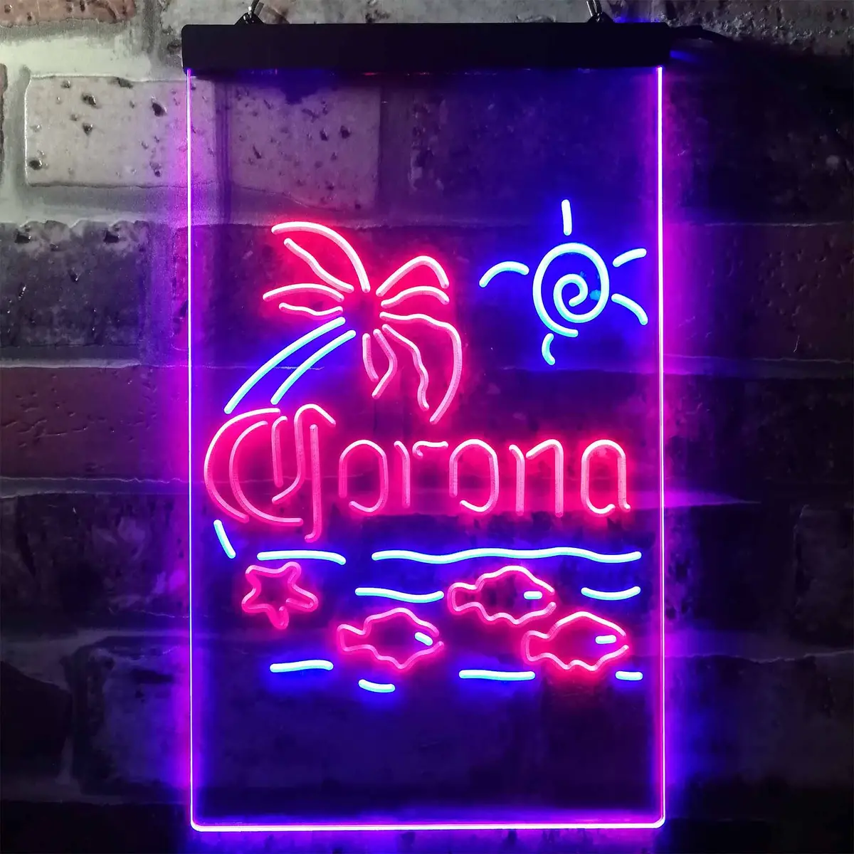 Corona Fish Sun Palm Island Neon-Like Led Sign 7
