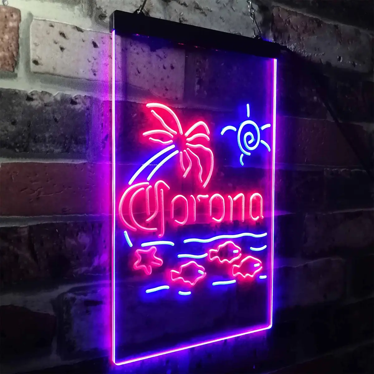 Corona Fish Sun Palm Island Neon-Like Led Sign 20