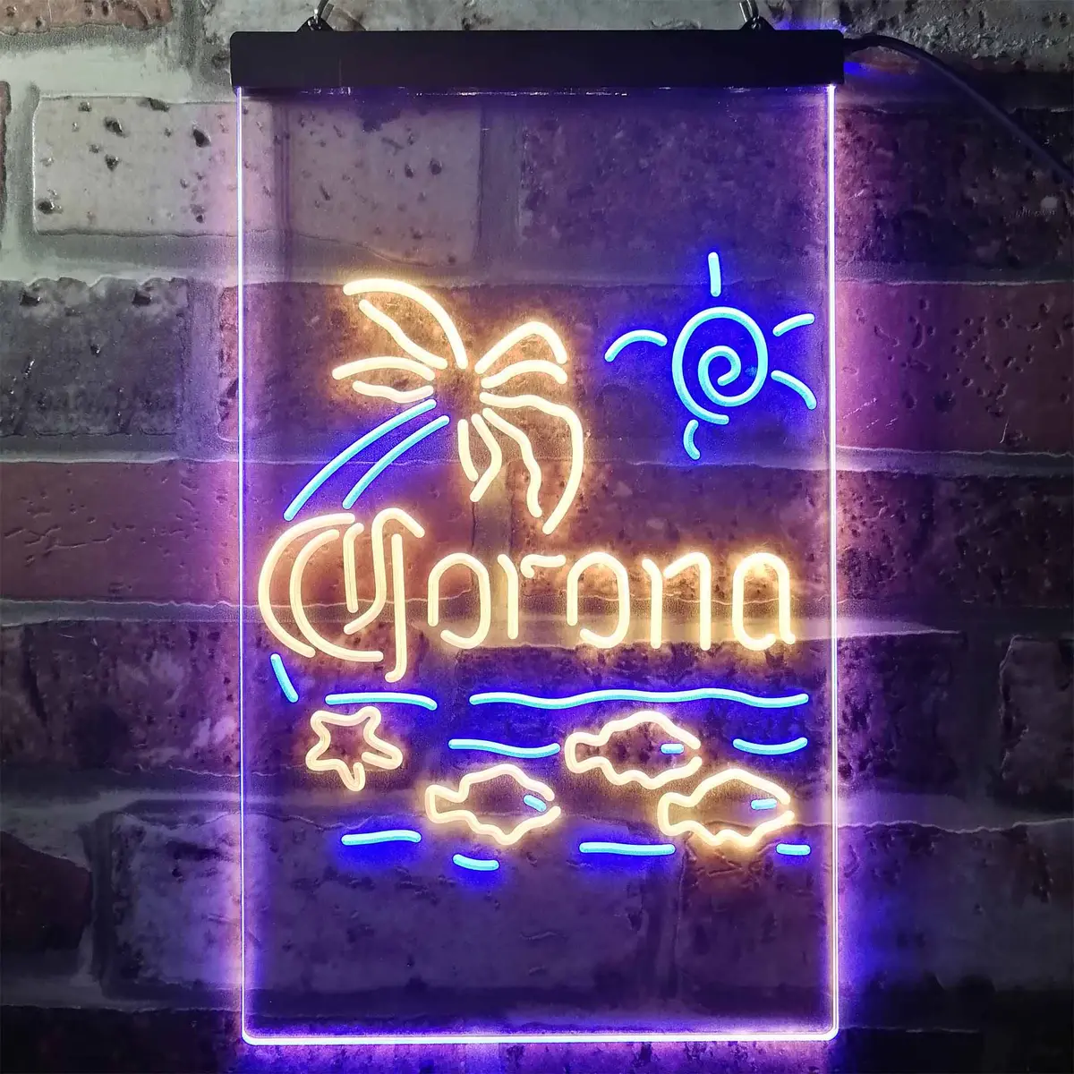 Corona Fish Sun Palm Island Neon-Like Led Sign 6