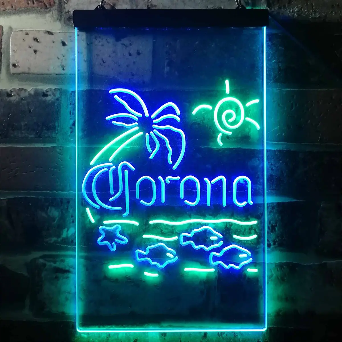 Corona Fish Sun Palm Island Neon-Like Led Sign 4
