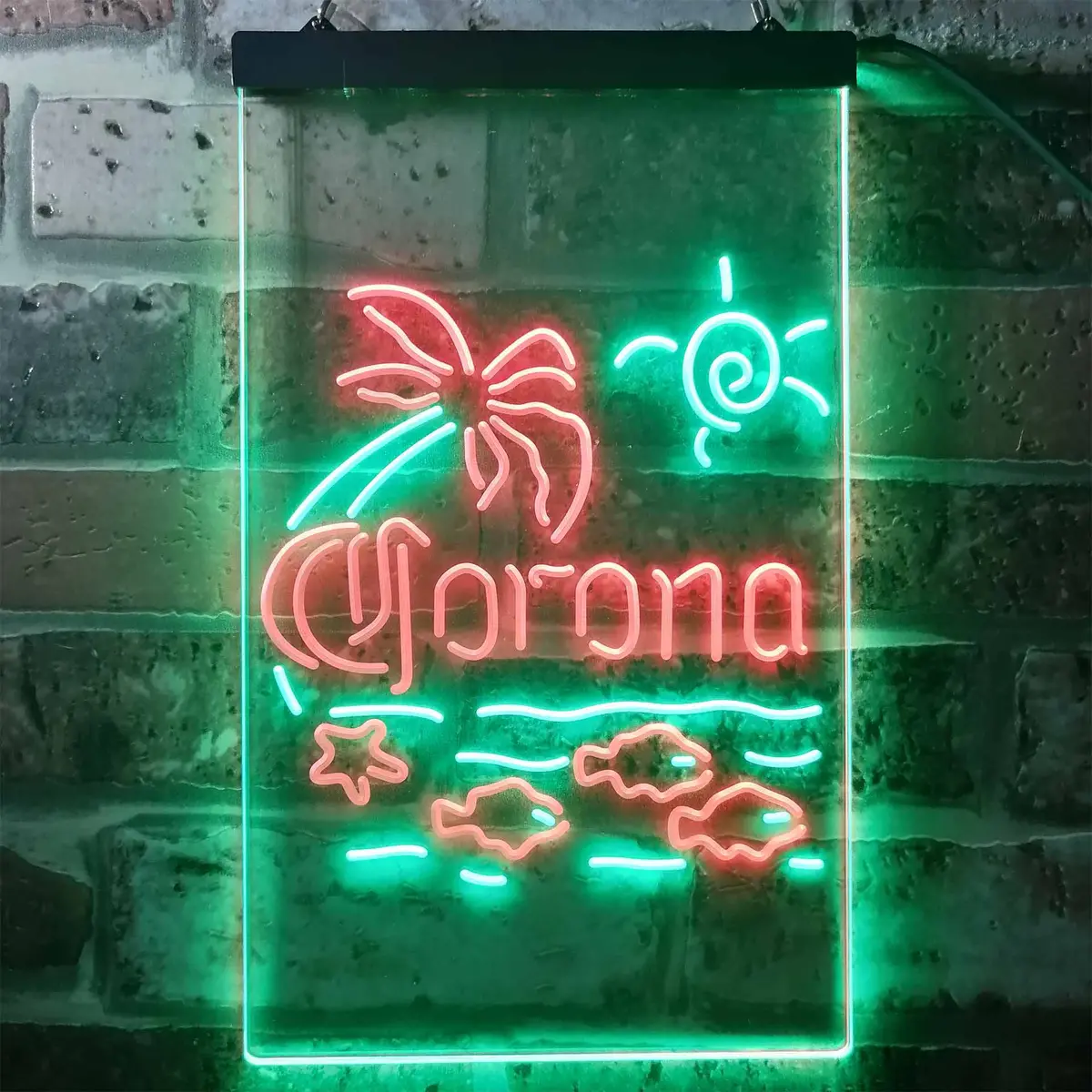 Corona Fish Sun Palm Island Neon-Like Led Sign 12