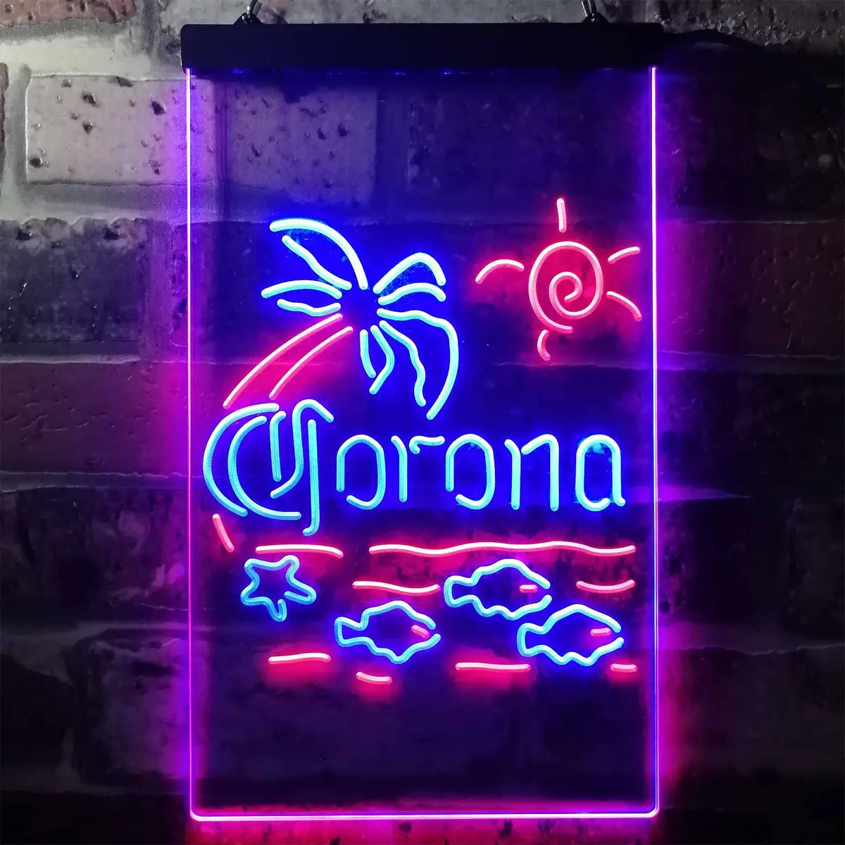 Corona Fish Sun Palm Island Neon-Like Led Sign 13