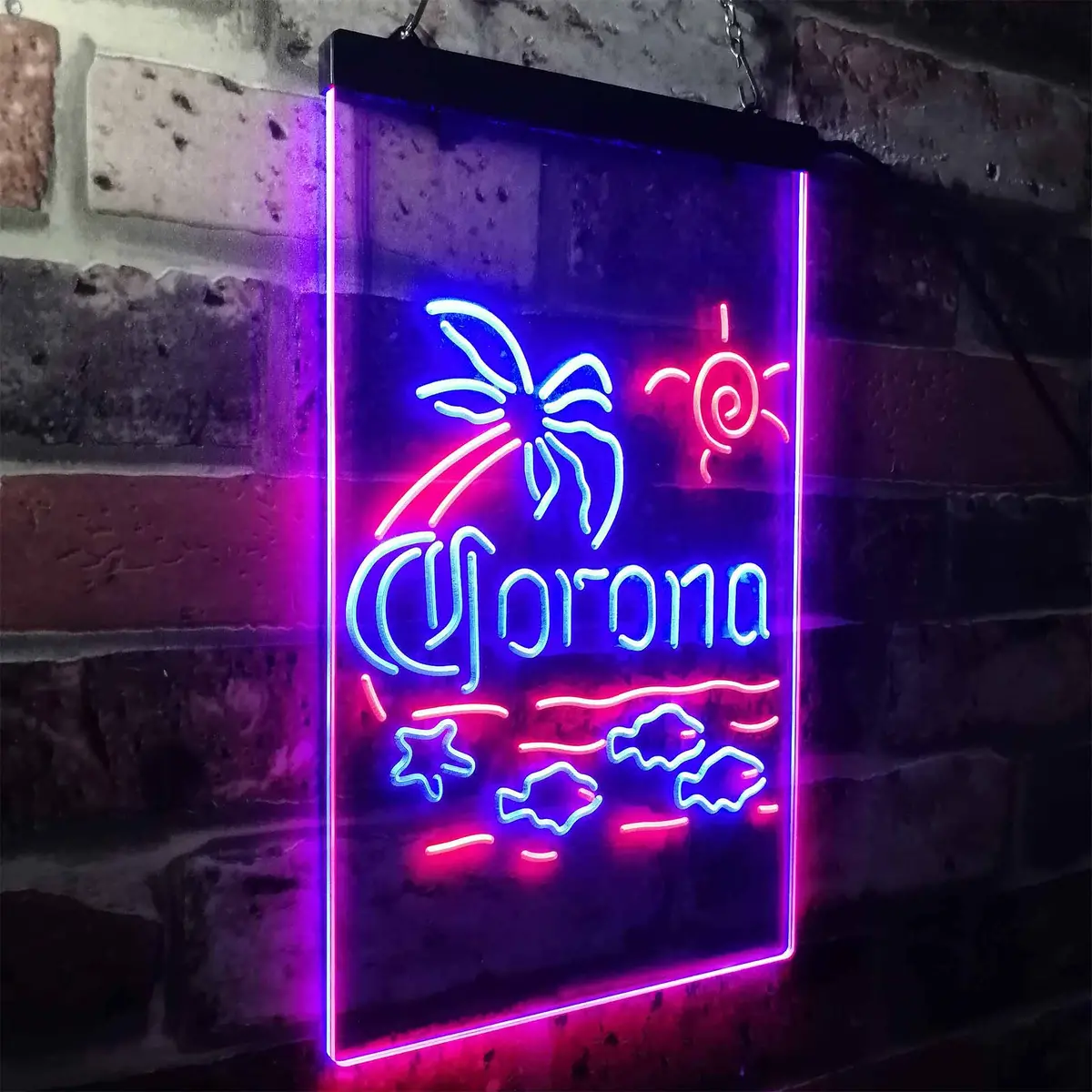 Corona Fish Sun Palm Island Neon-Like Led Sign 26