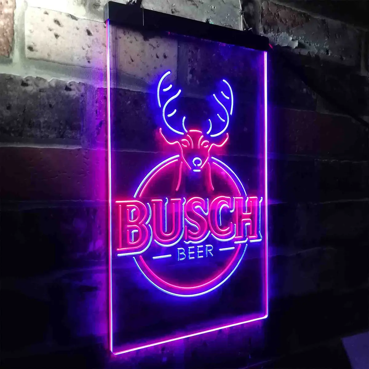 Buschs Beer Deer Vertical Circle Neon-Like Led Sign 24