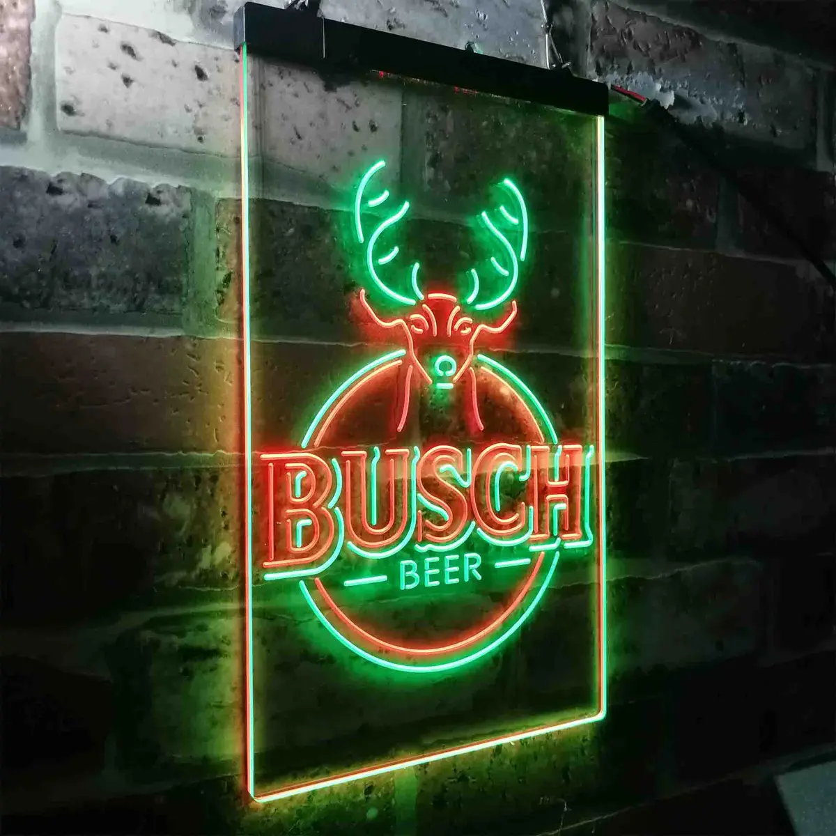 Buschs Beer Deer Vertical Circle Neon-Like Led Sign 16