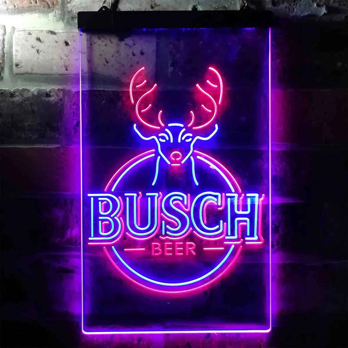 Buschs Beer Deer Vertical Circle Neon-Like Led Sign 6