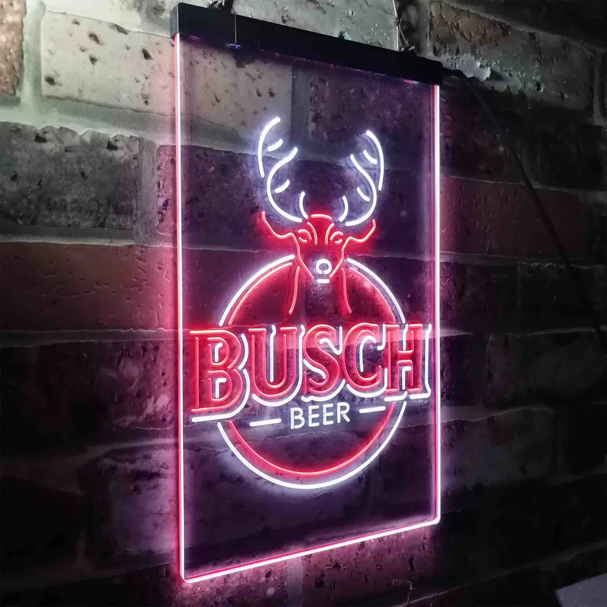 Buschs Beer Deer Vertical Circle Neon-Like Led Sign 15