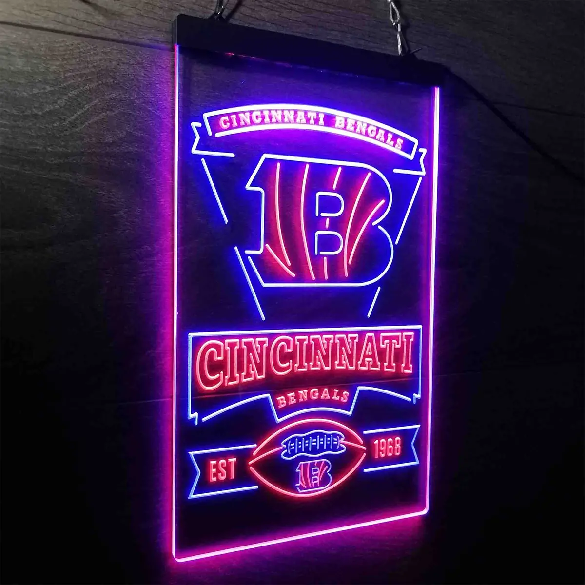Cincinnati Bengals Est. 1968 Neon-Like Led Sign 26