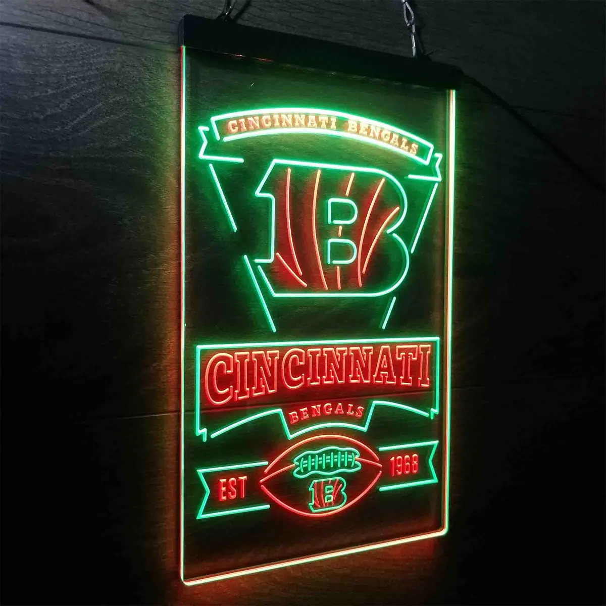 Cincinnati Bengals Est. 1968 Neon-Like Led Sign 24