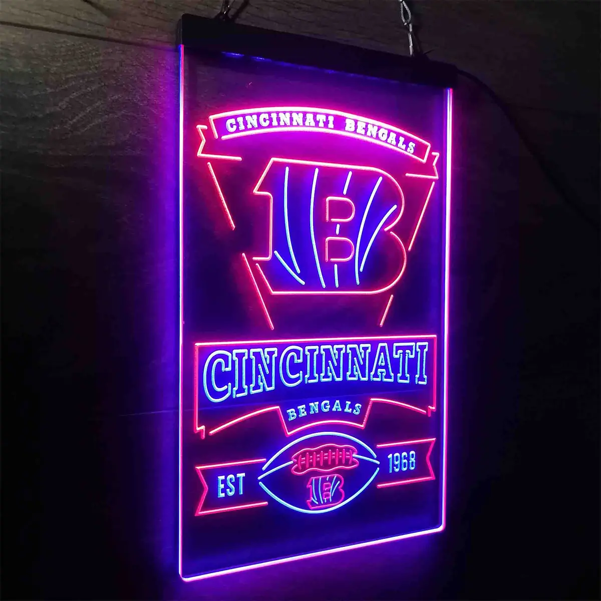Cincinnati Bengals Est. 1968 Neon-Like Led Sign 17
