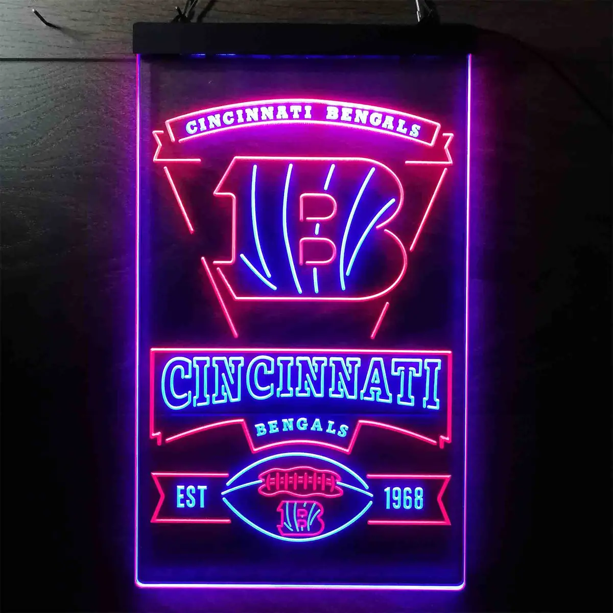 Cincinnati Bengals Est. 1968 Neon-Like Led Sign 16