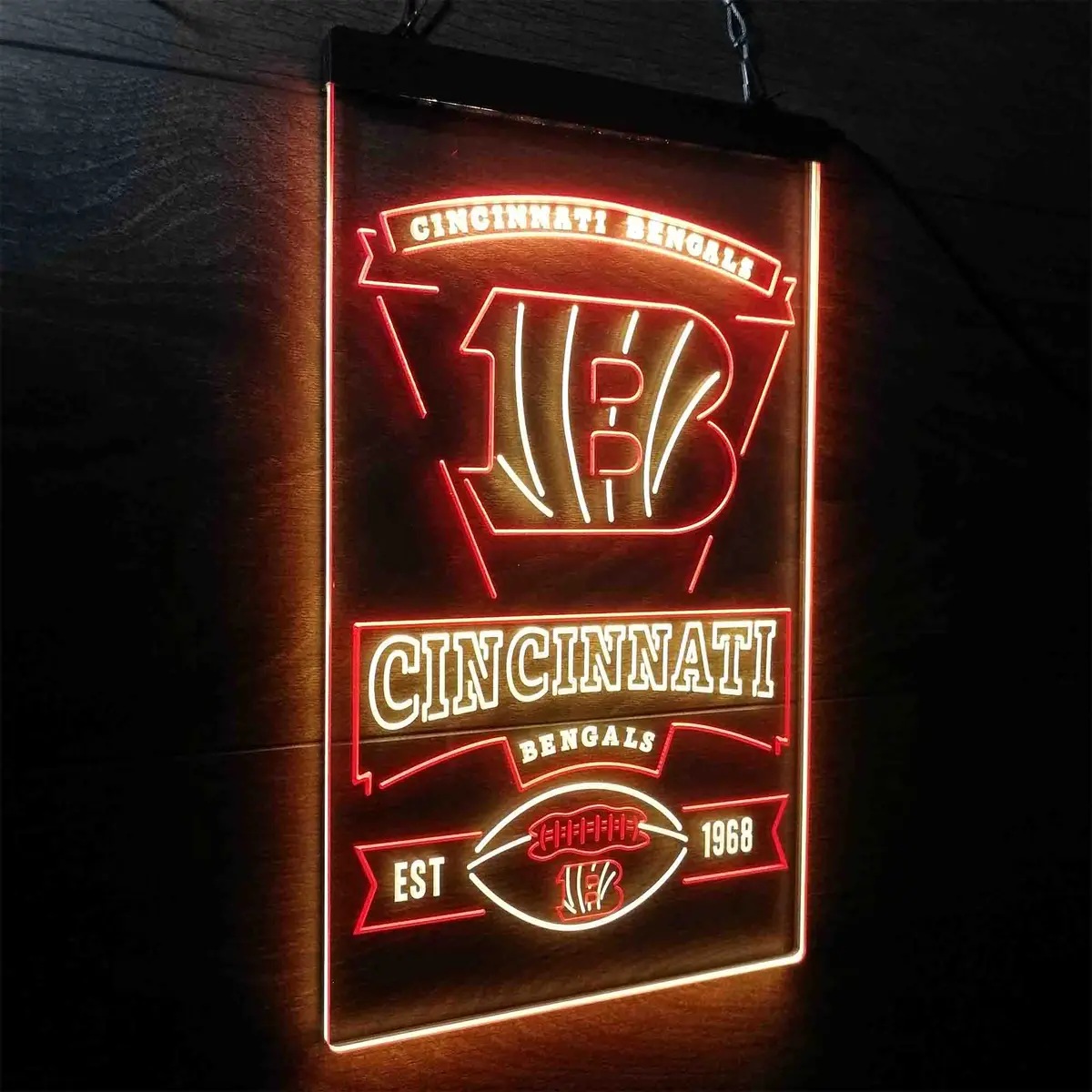 Cincinnati Bengals Est. 1968 Neon-Like Led Sign 18