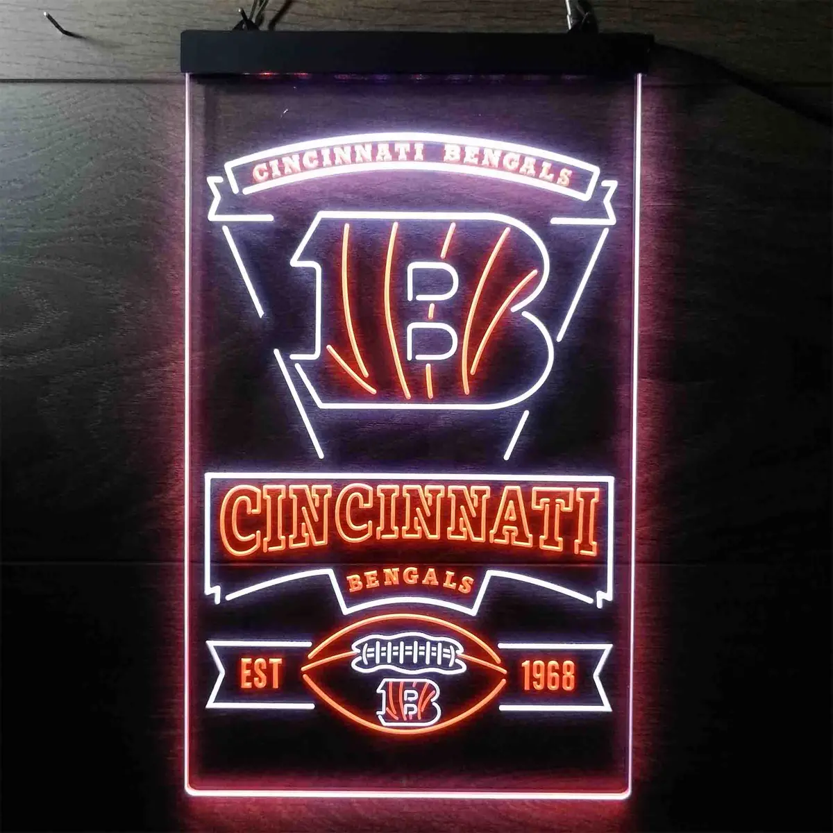Cincinnati Bengals Est. 1968 Neon-Like Led Sign 12
