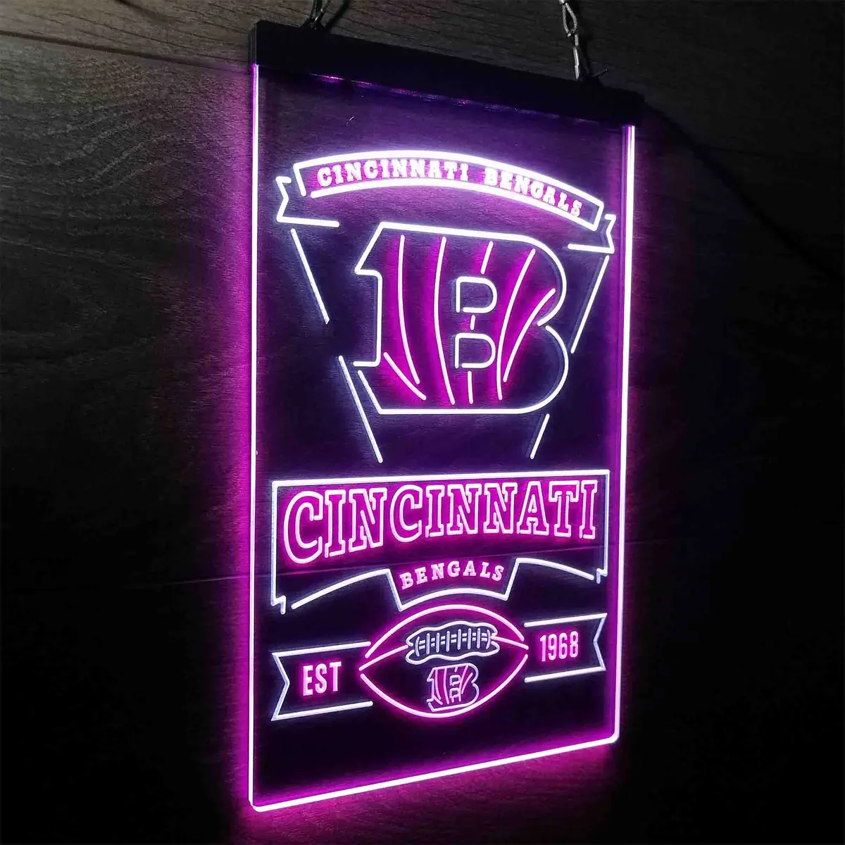 Cincinnati Bengals Est. 1968 Neon-Like Led Sign 23