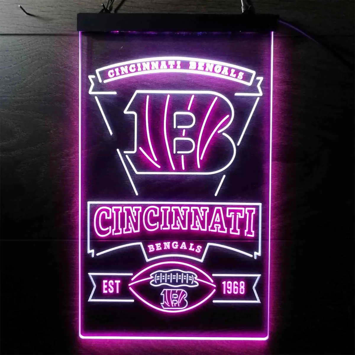 Cincinnati Bengals Vintage-Inspired LED Wall Sign – Est. 1968 - Image 11