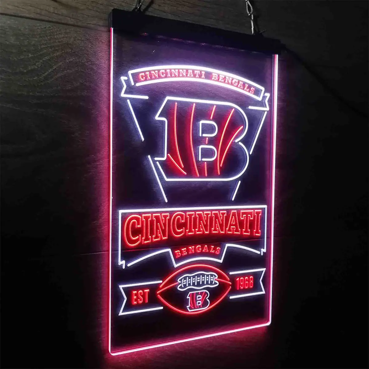 Cincinnati Bengals Est. 1968 Neon-Like Led Sign 16