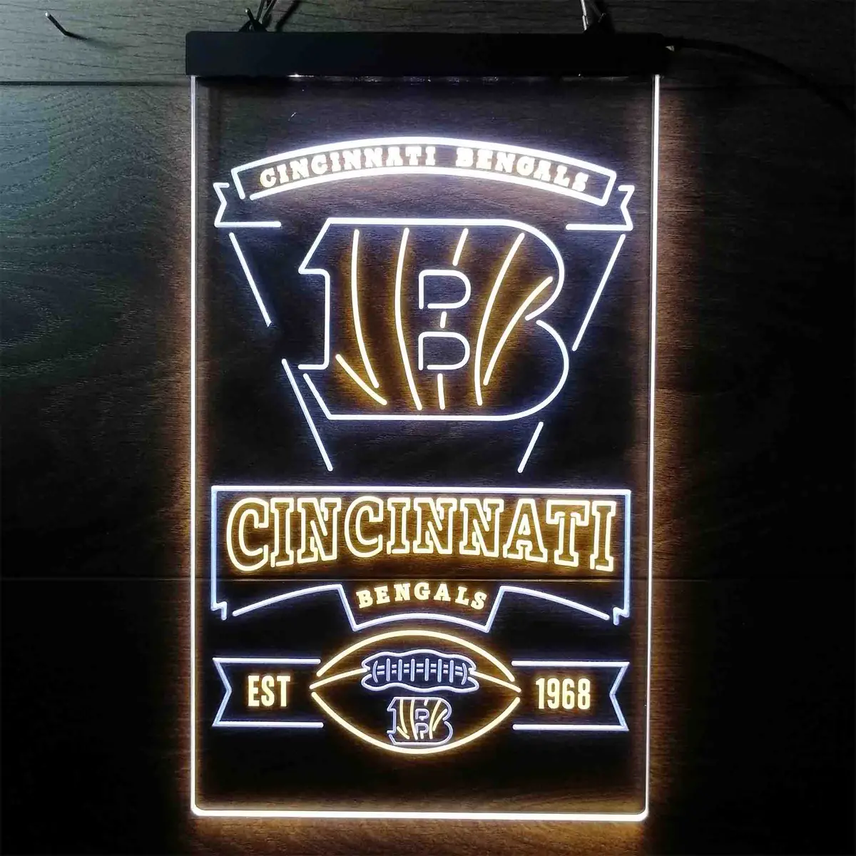 Cincinnati Bengals Est. 1968 Neon-Like Led Sign 25