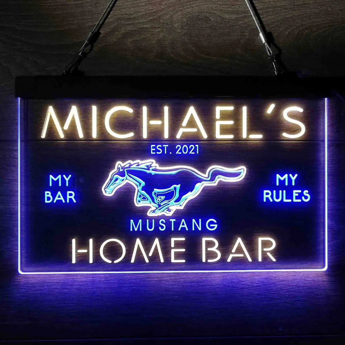 Personalized Mustang Ford Bar Neon-Like Led Sign 1
