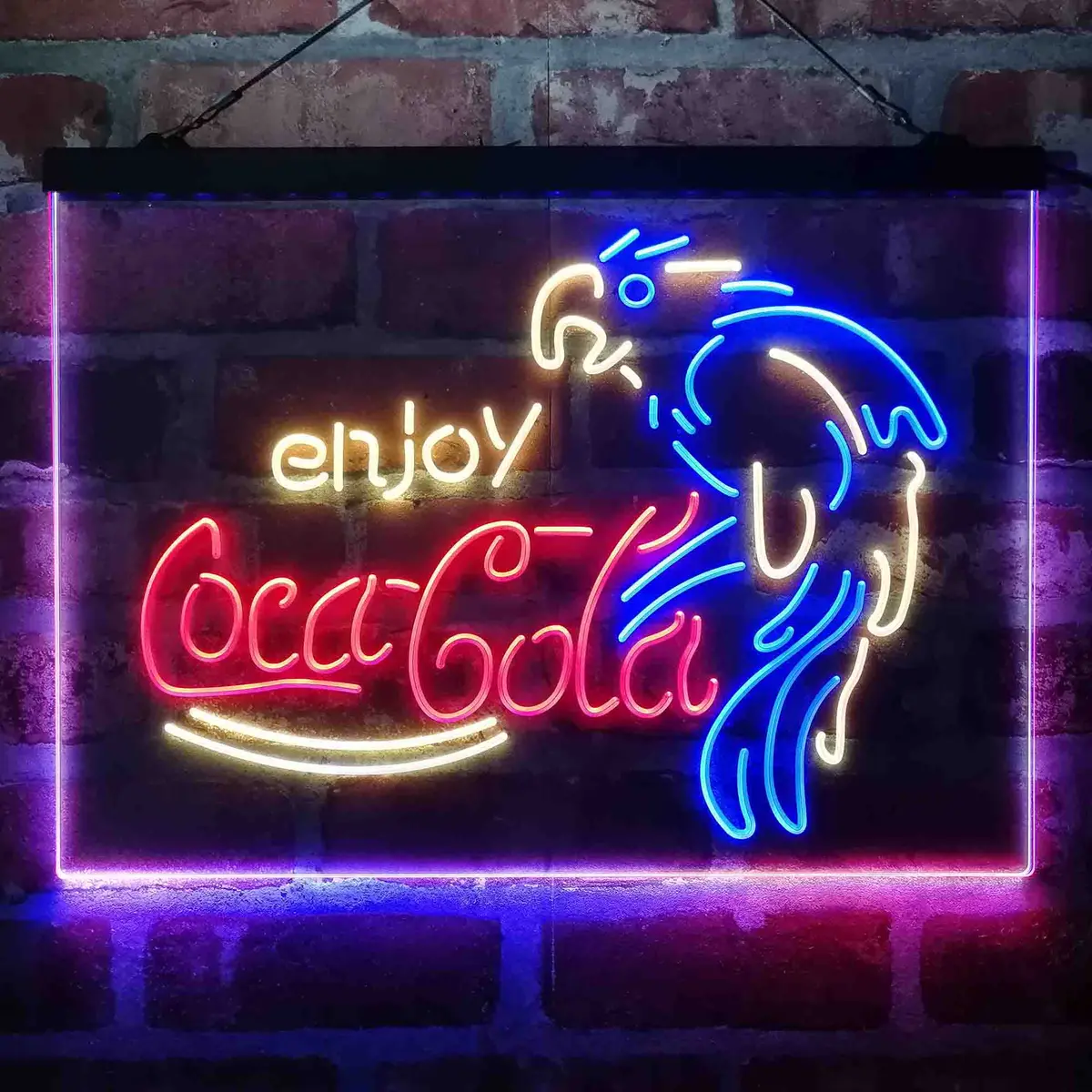 Enjoy Coca Cola Parrot Neon 3-Color Led Sign 5