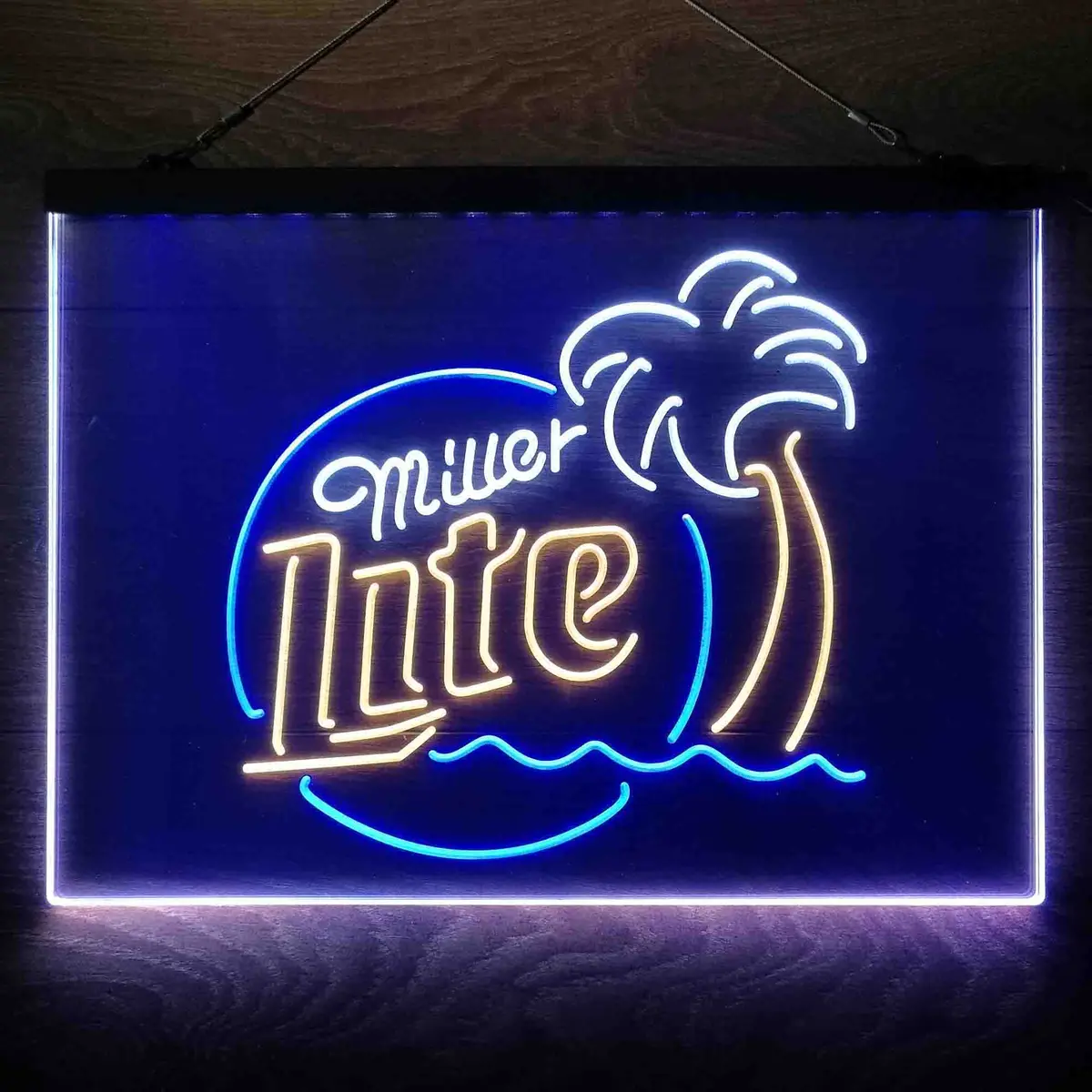 Miller Lite Palm Tree Beer Bar Neon 3-Color Led Sign 12