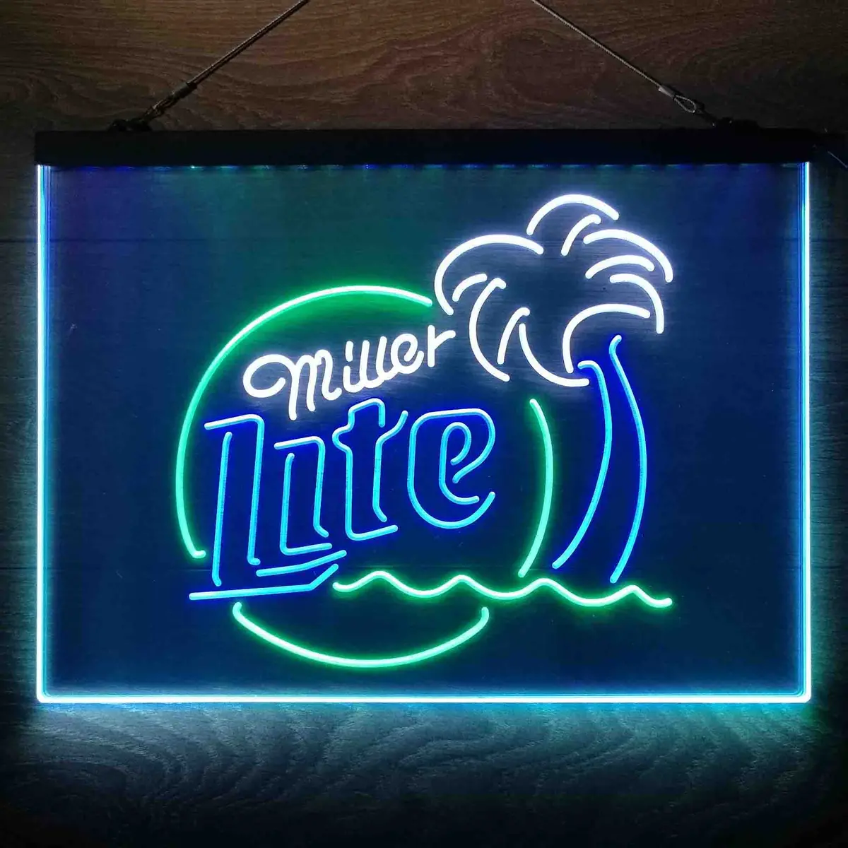 Miller Lite Palm Tree Beer Bar Neon 3-Color Led Sign 5