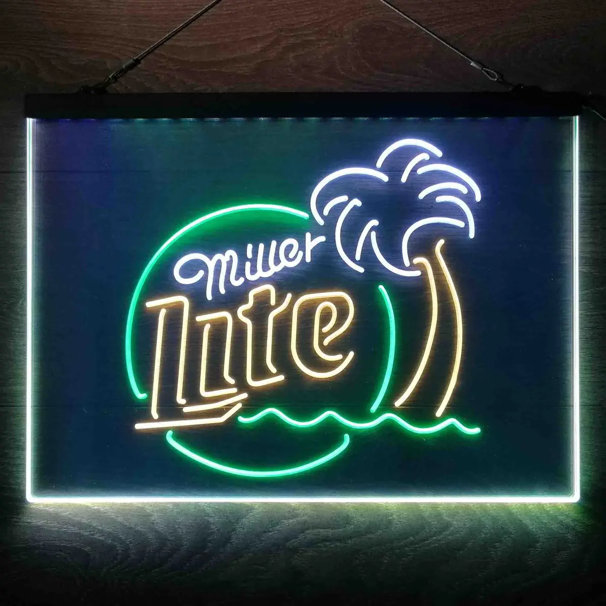 Miller Lite Palm Tree Beer Bar Neon 3-Color Led Sign 1
