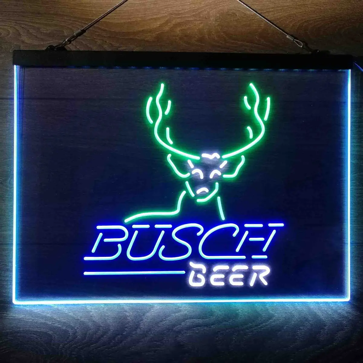 Buschs Beer Cabin Deer Hunt  Neon 3-Color Led Sign 1