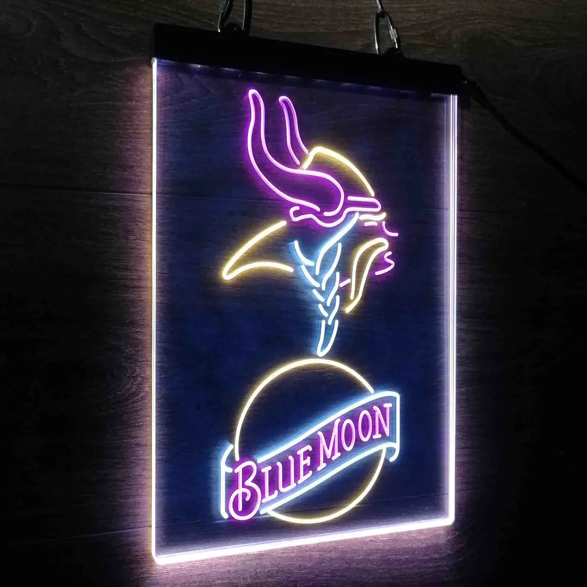 Minnesota Vikings Blue Moon Bar Neon Led Sign 3 Colors 1