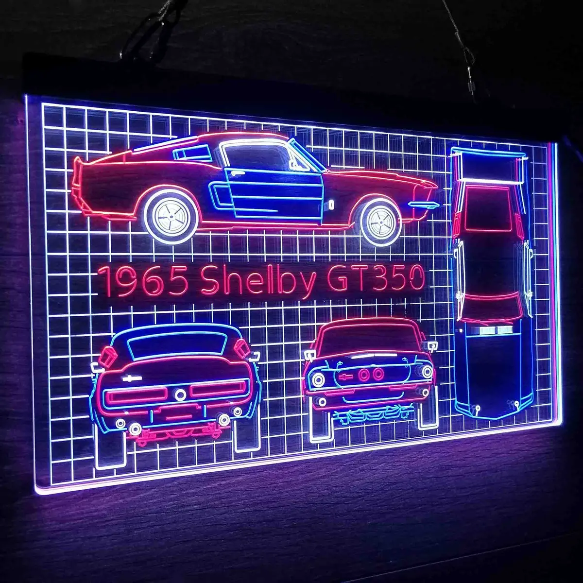 Custom 1965 Shelby Vintage Car Garage Blueprint Neon Led Sign 3 Colors 1
