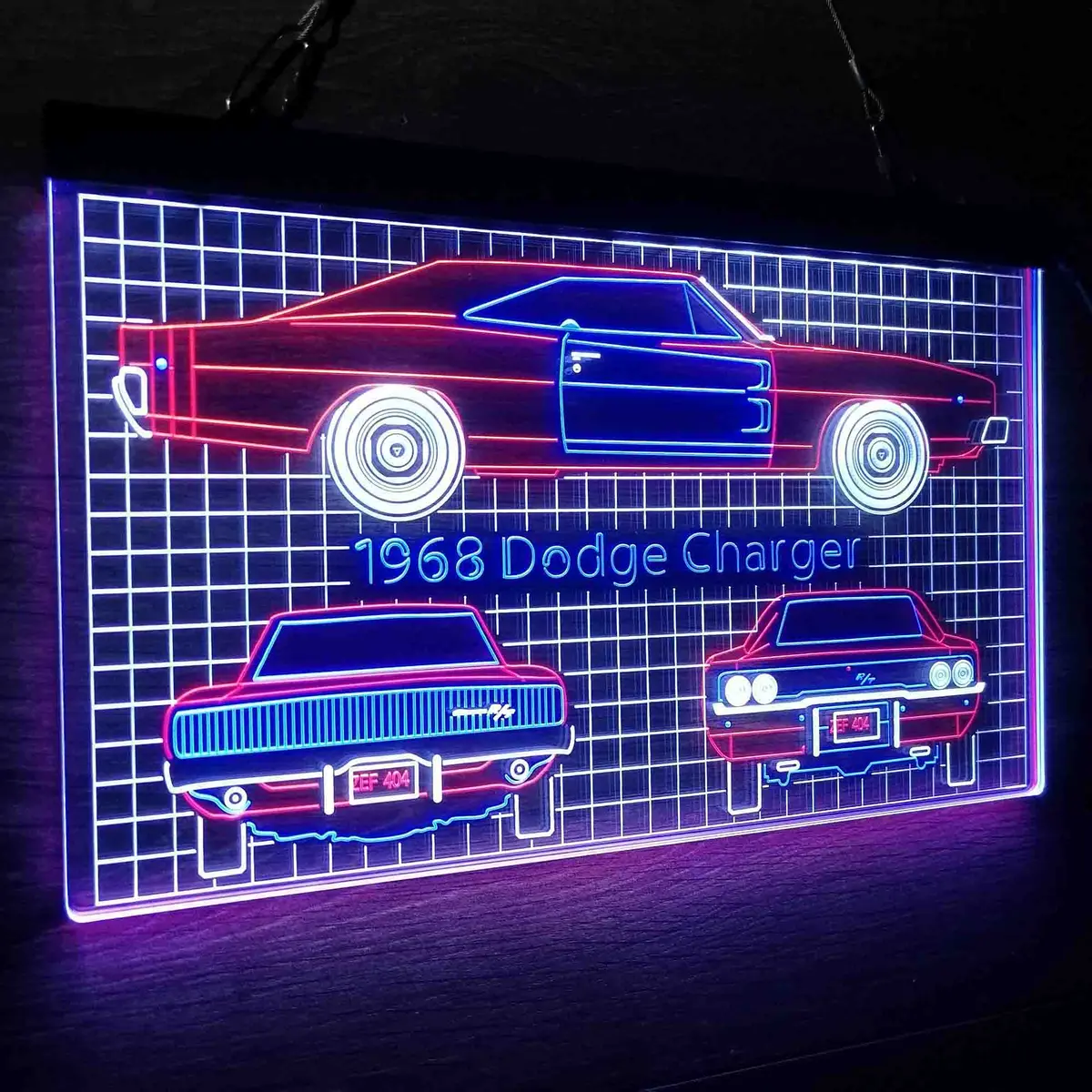 Custom 1968 Dodge Car Garage Blueprint Neon Led Sign 3 Colors 1