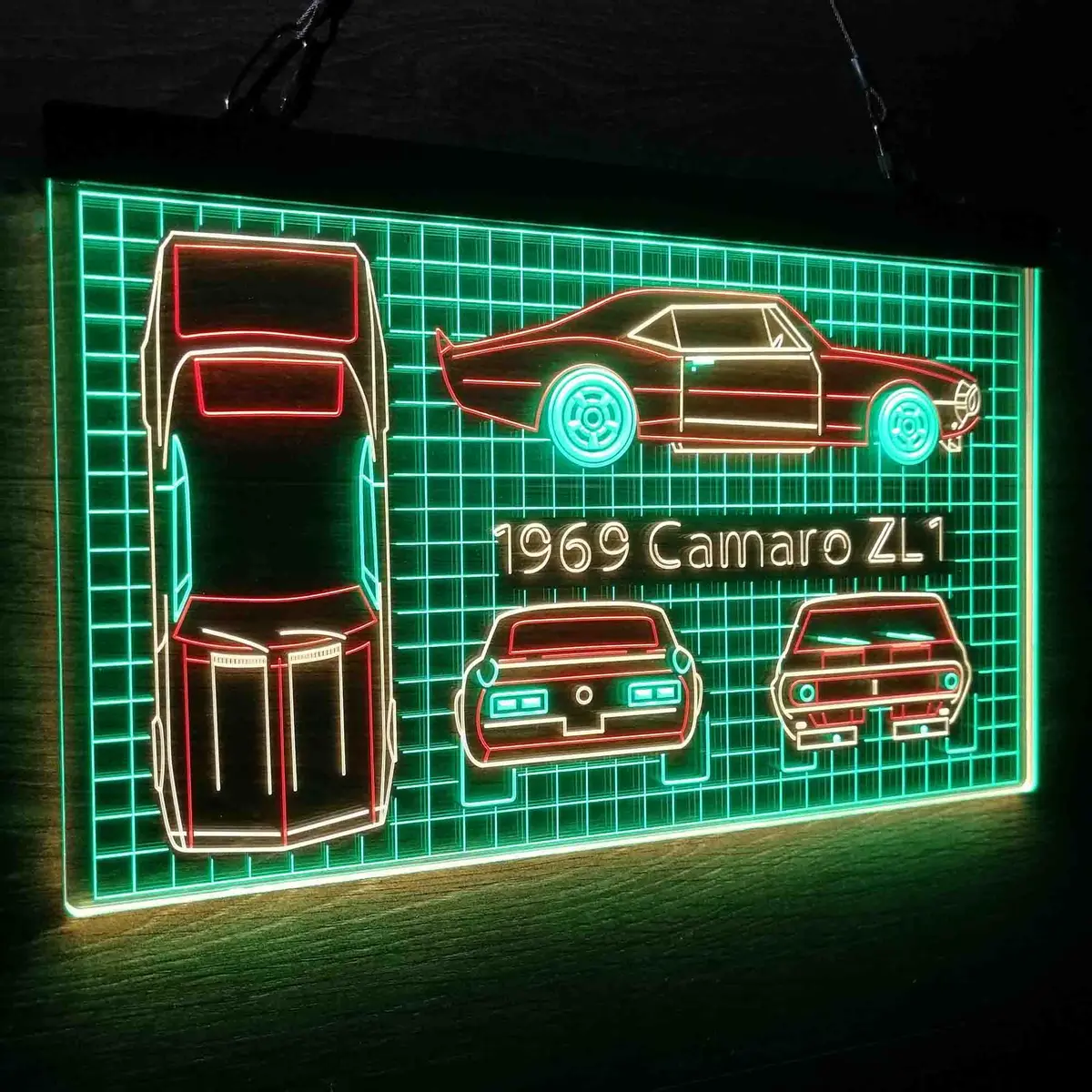 Custom Camero Car Garage Blueprint Neon Led Sign 3 Colors 1