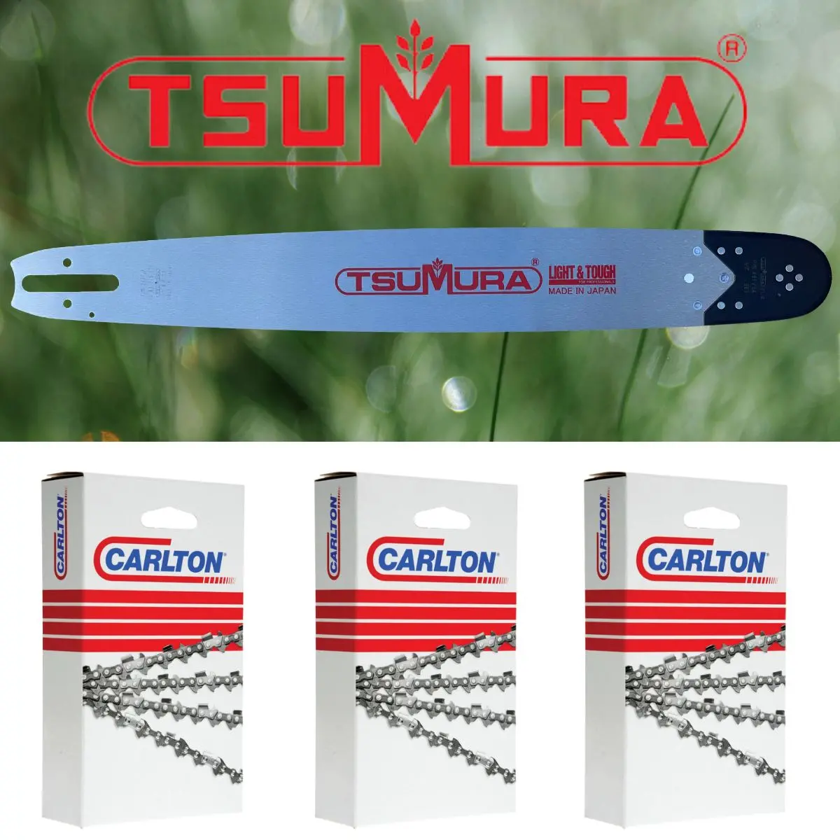 Tsumura Light & Tough Bar + 3 Carlton Chains Fits Husqvarna 1