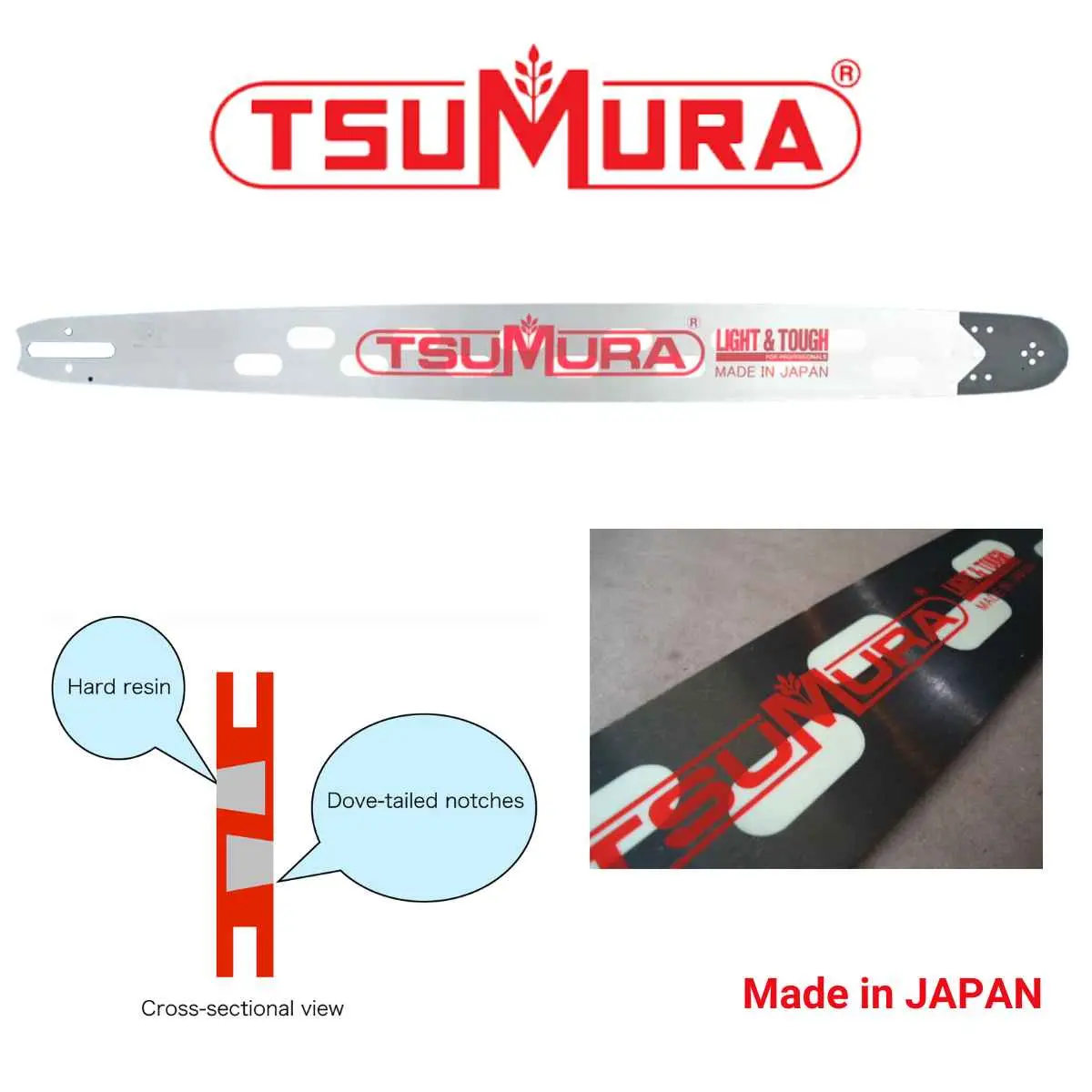 Tsumura Light & Tough Reduced Weight Chainsaw Bar 3/8" Pitch 1