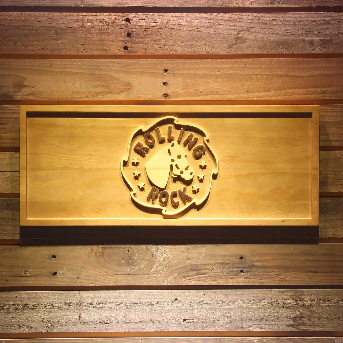 Rolling Rock,Horse 3D Solid Wooden Craving Sign 1