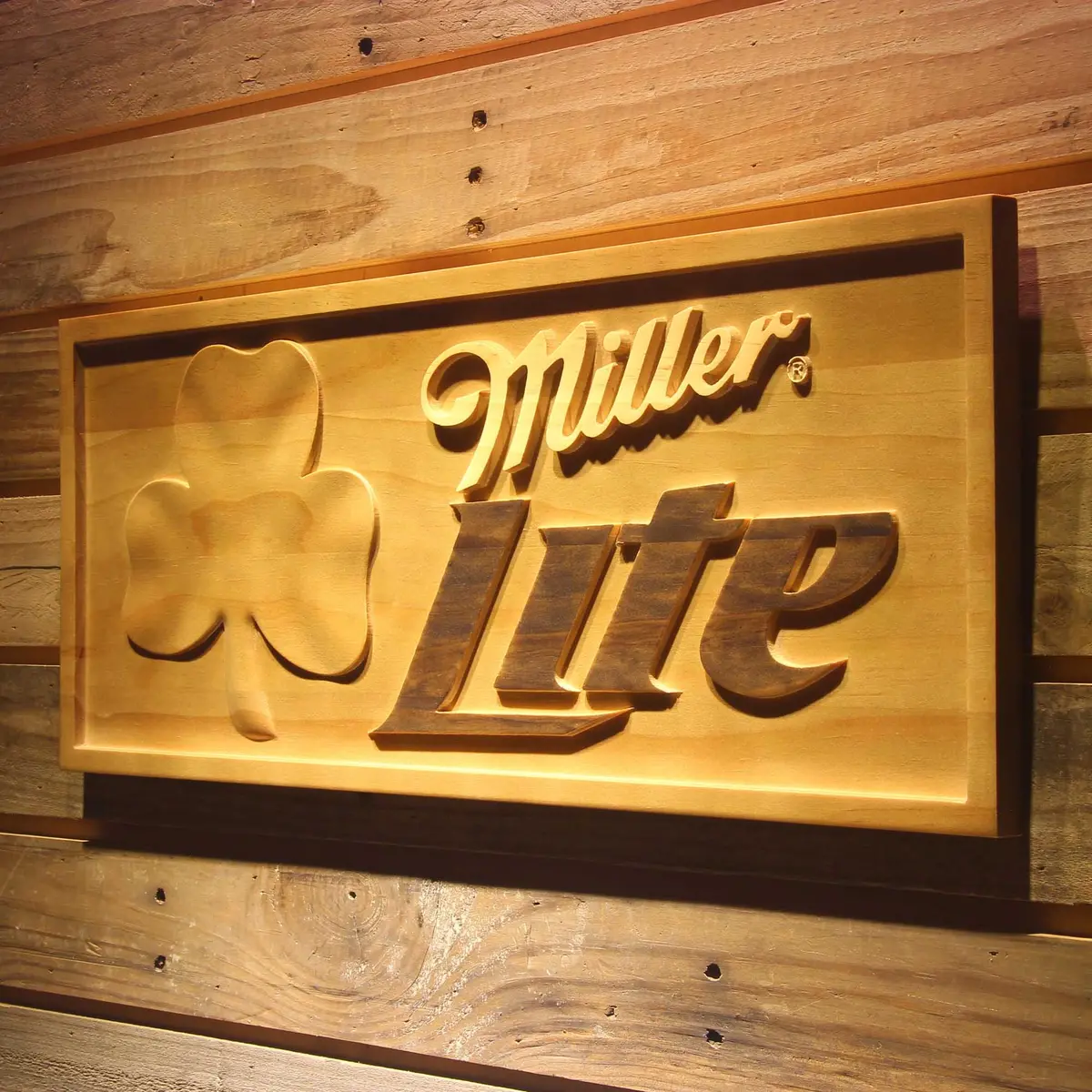 Miller,Miller Lite 3D Solid Wooden Craving Sign 3