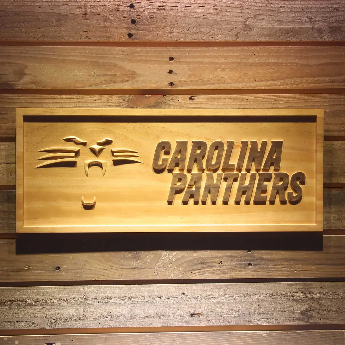 Carolina Panthers Panther,Nfl 3D Solid Wooden Craving Sign 1