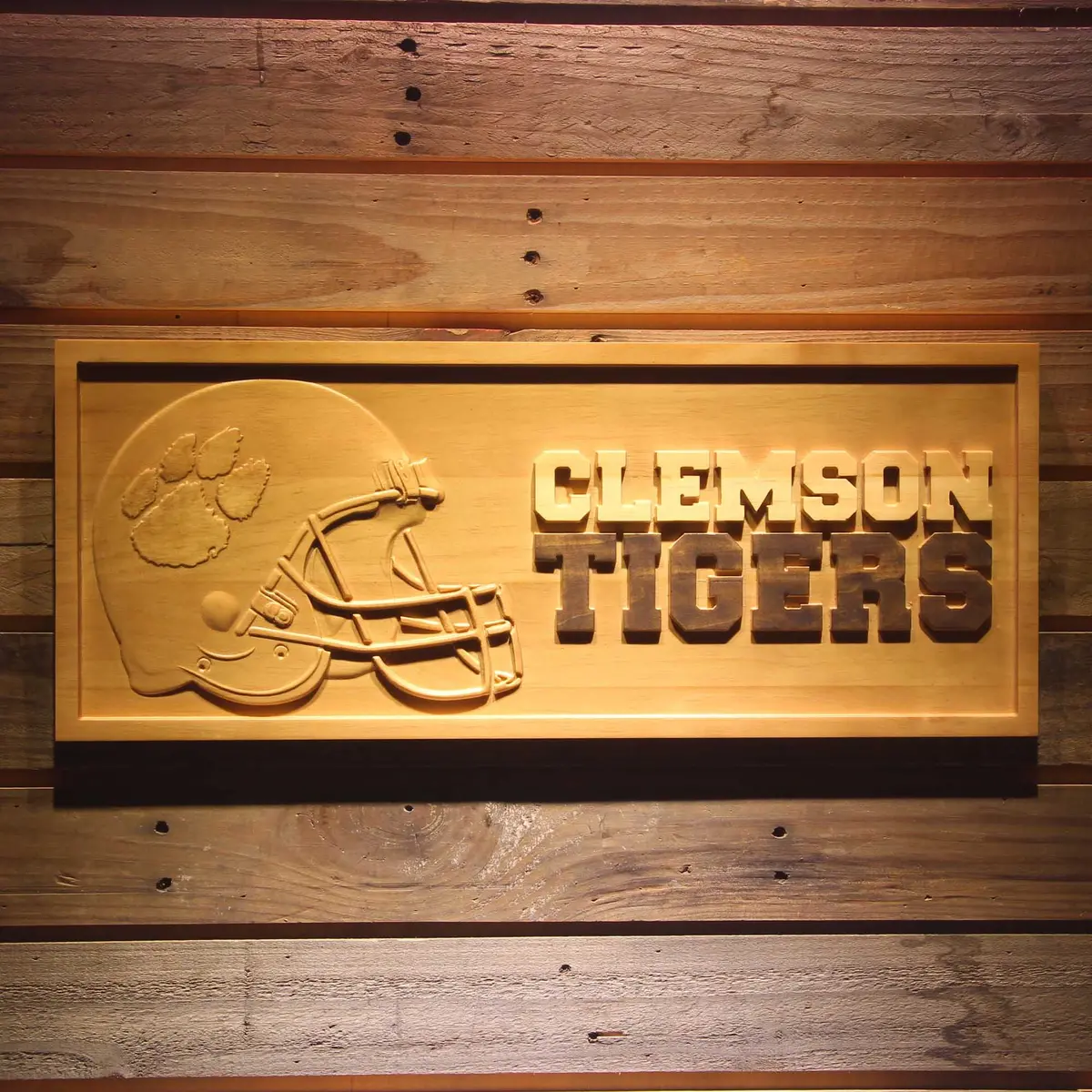 Clemson Tigers 3D Solid Wooden Craving Sign 1