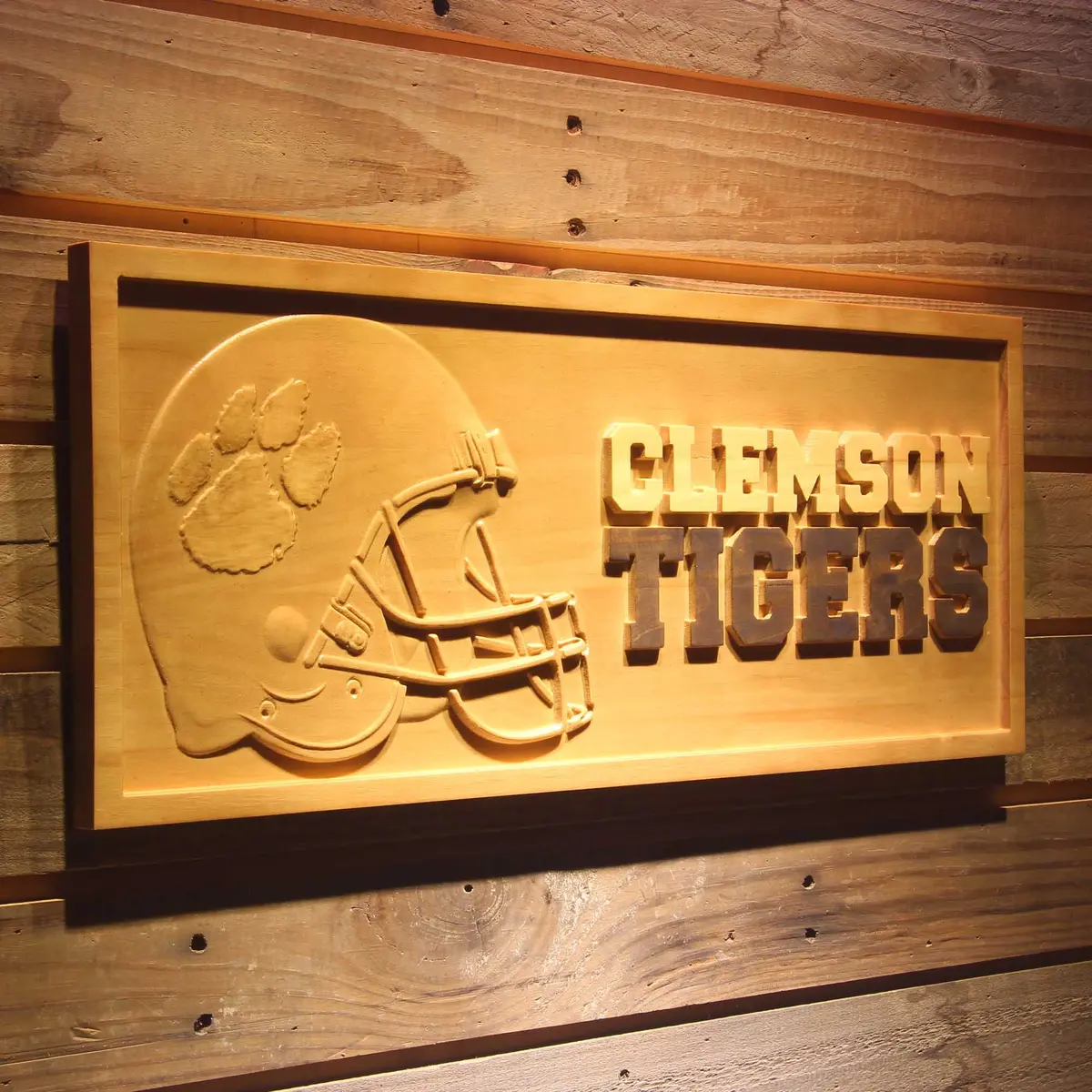 Clemson Tigers 3D Solid Wooden Craving Sign 2