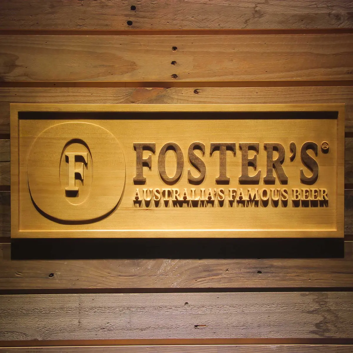 Foster's 3D Solid Wooden Craving Sign 1