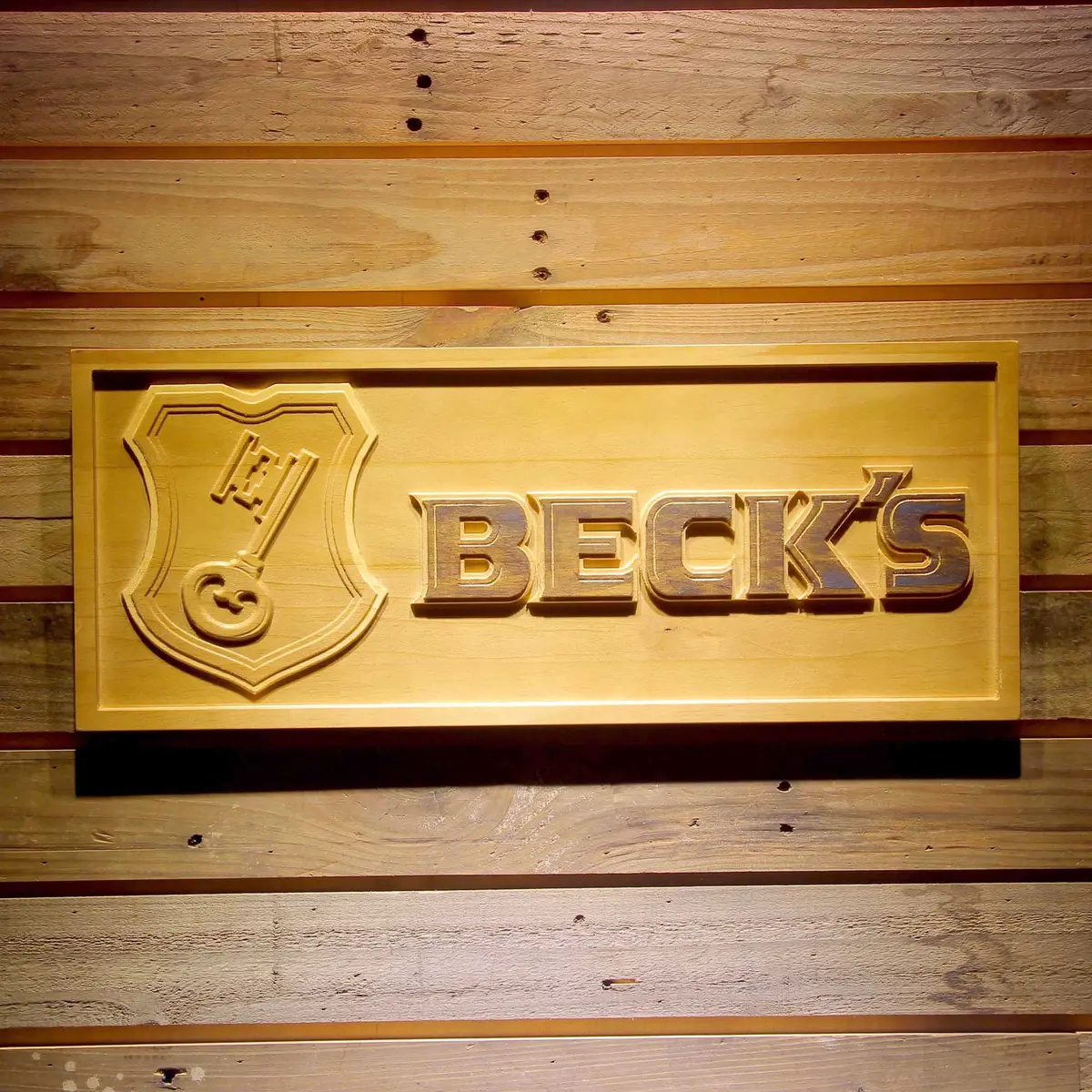 Beck's 3D Solid Wooden Craving Sign 1