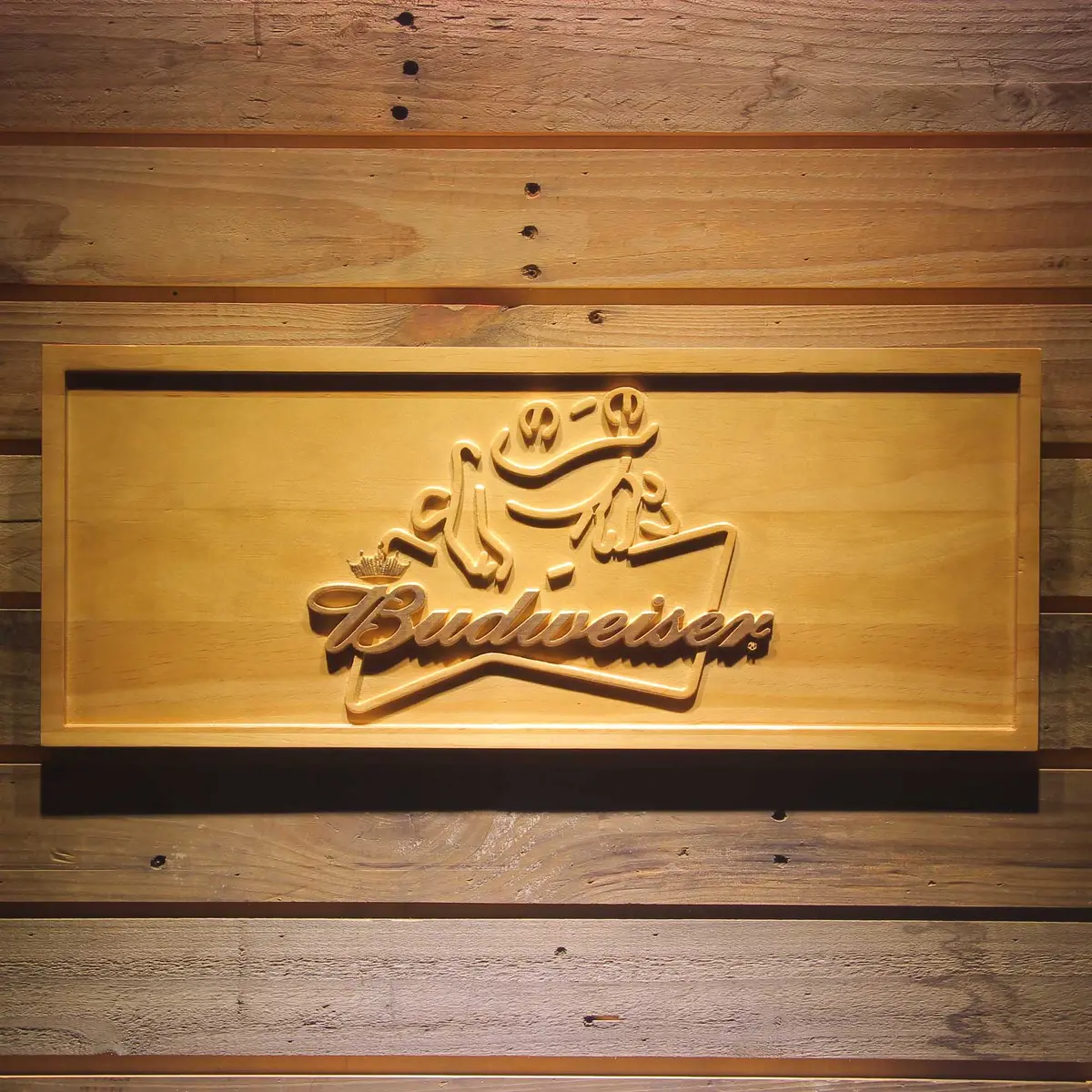 Budweiser 3D Solid Wooden Craving Sign 1