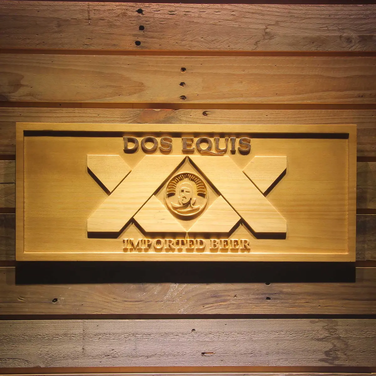 Dos Equis 3D Solid Wooden Craving Sign 1