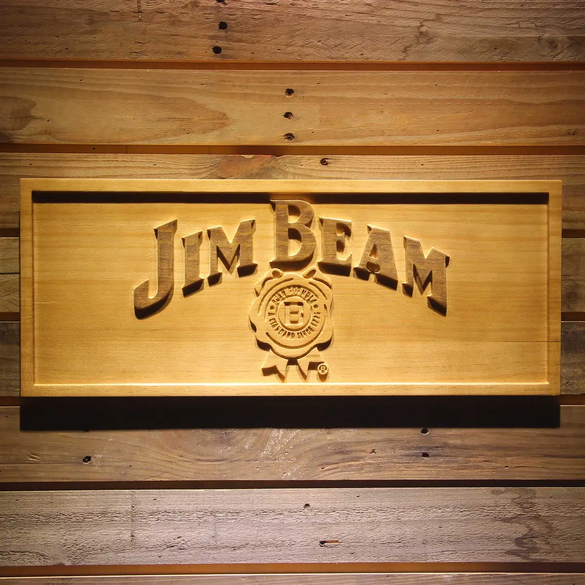 Jim Beam 3D Solid Wooden Craving Sign 1