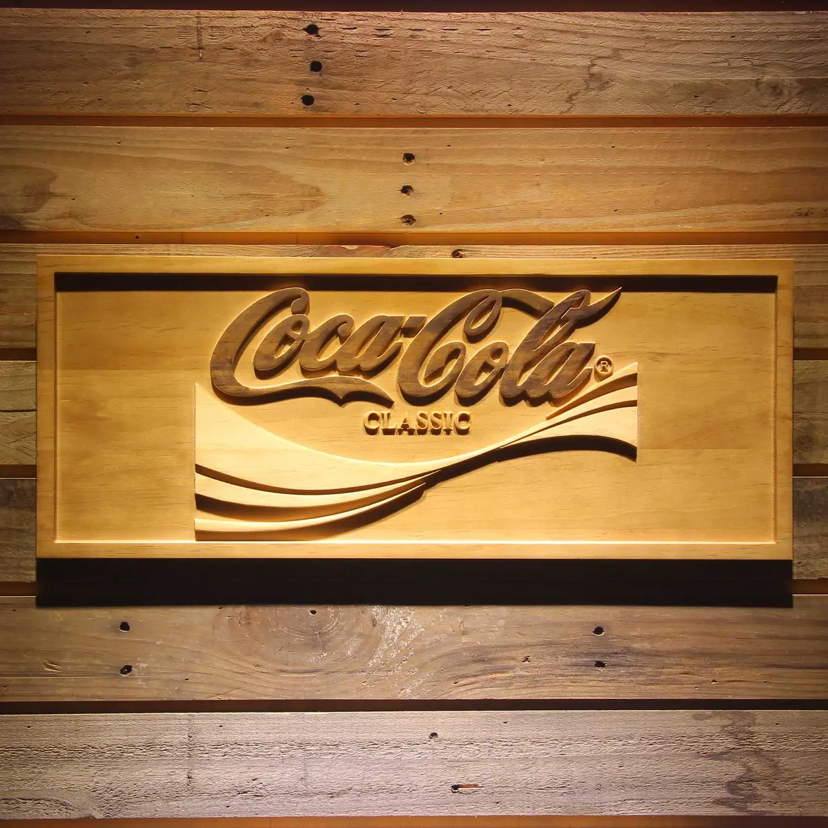 Coca Cola 3D Solid Wooden Craving Sign 1