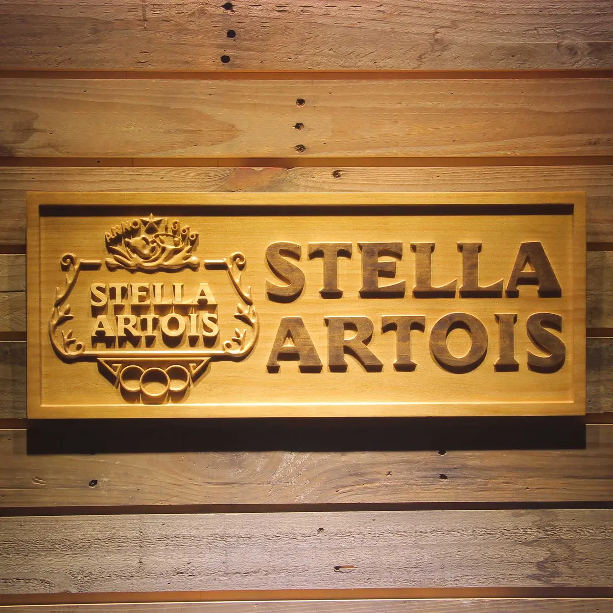 Stella Artois 3D Solid Wooden Craving Sign 1