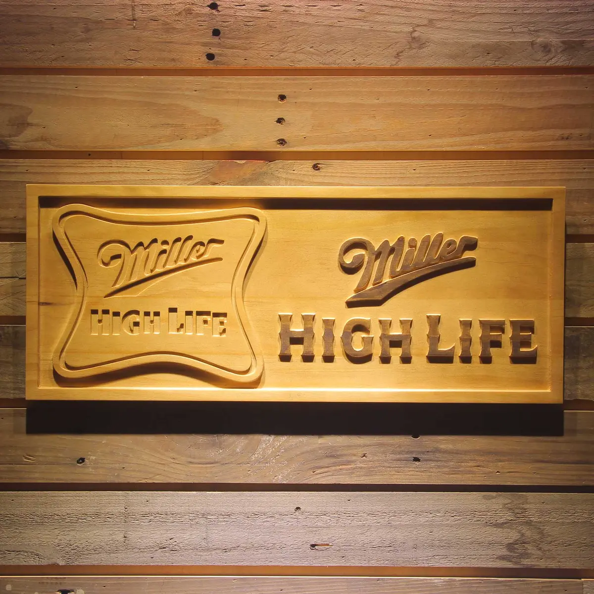 Miller,Miller High Life 3D Solid Wooden Craving Sign 1